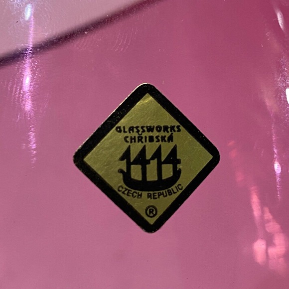 Vintage Josef Hospodka Chribska Glasworks Amethyst Pink Vase MCM Czech Republic - Picture 9 of 10